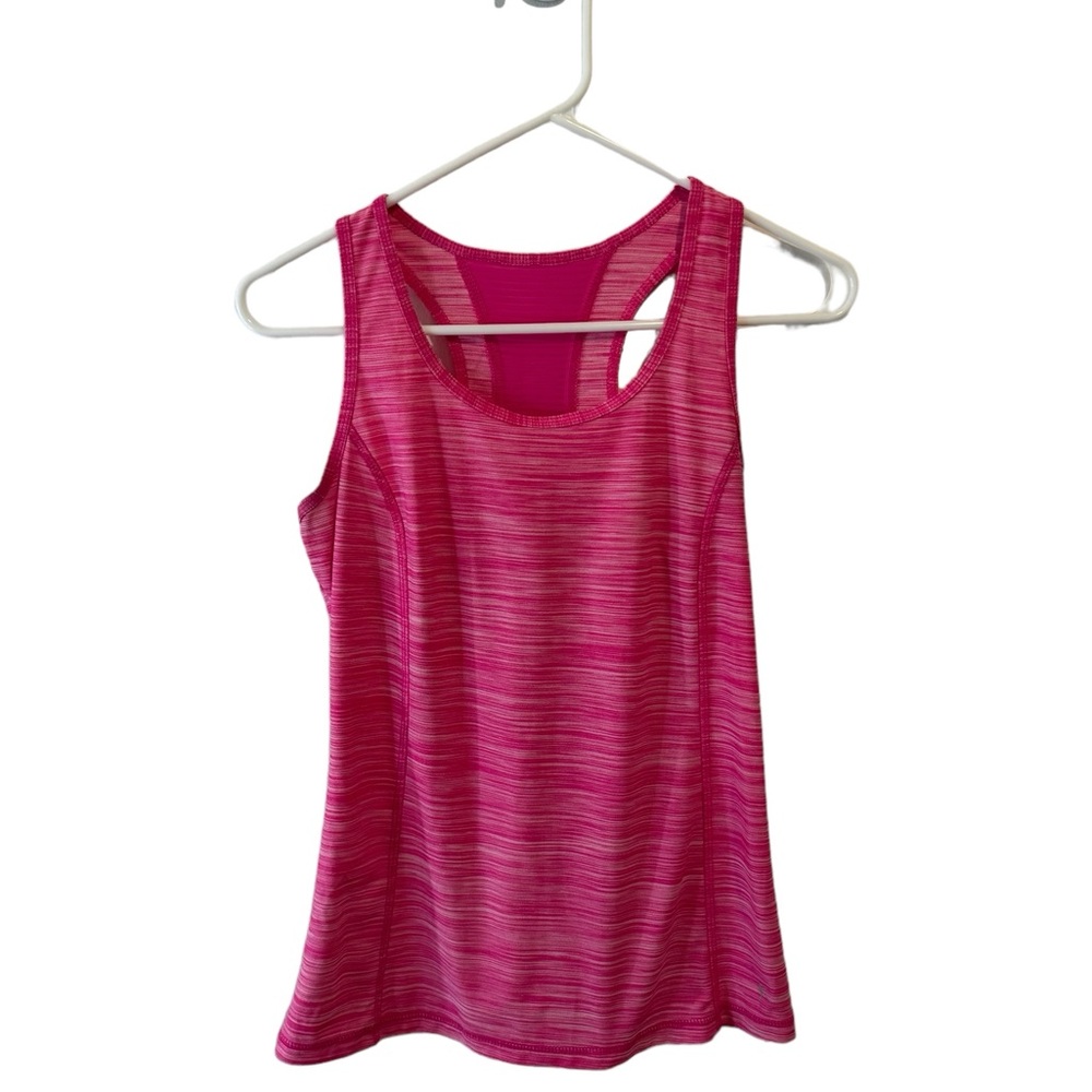 Danskin Now Fitted Heathered Pink Racerback Tank with Mesh Detail Size Small